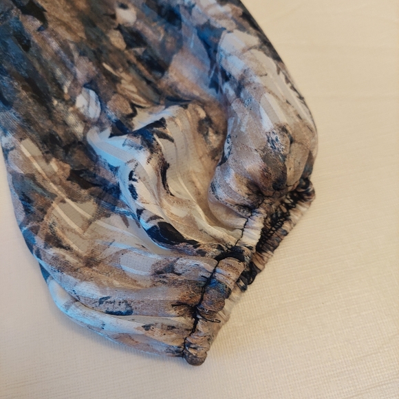 Buckle Boho Peasant Top Multicolor Watercolor Abstract Sheer Puff Sleeve Size M - Picture 6 of 14